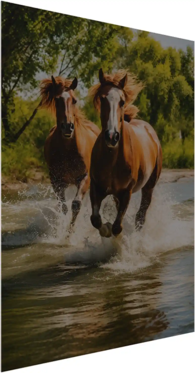 Majestic Dual Horses Spiritual Portrait Canvas — acrylic preview | PrintPosters.in